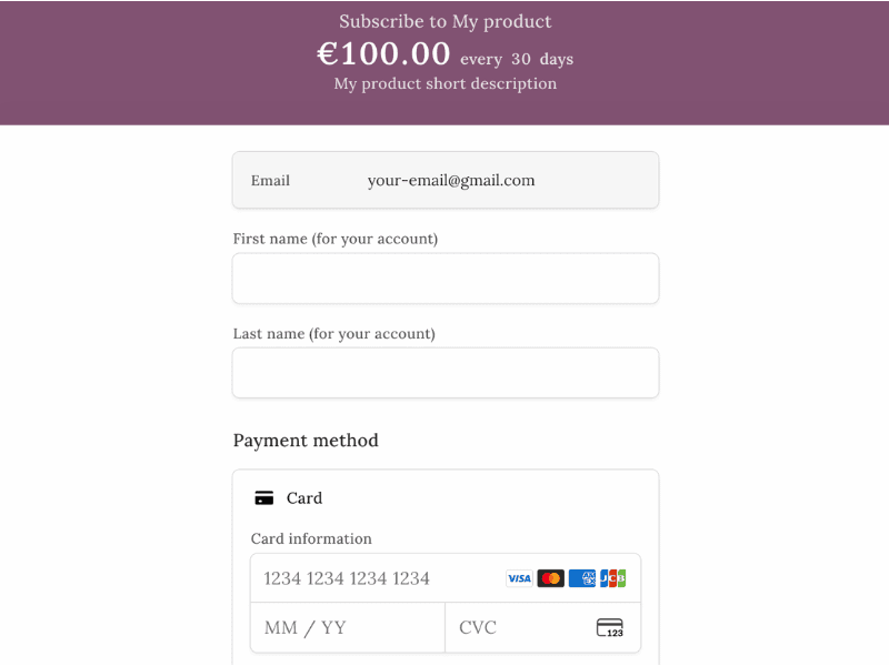 Branded checkout preview